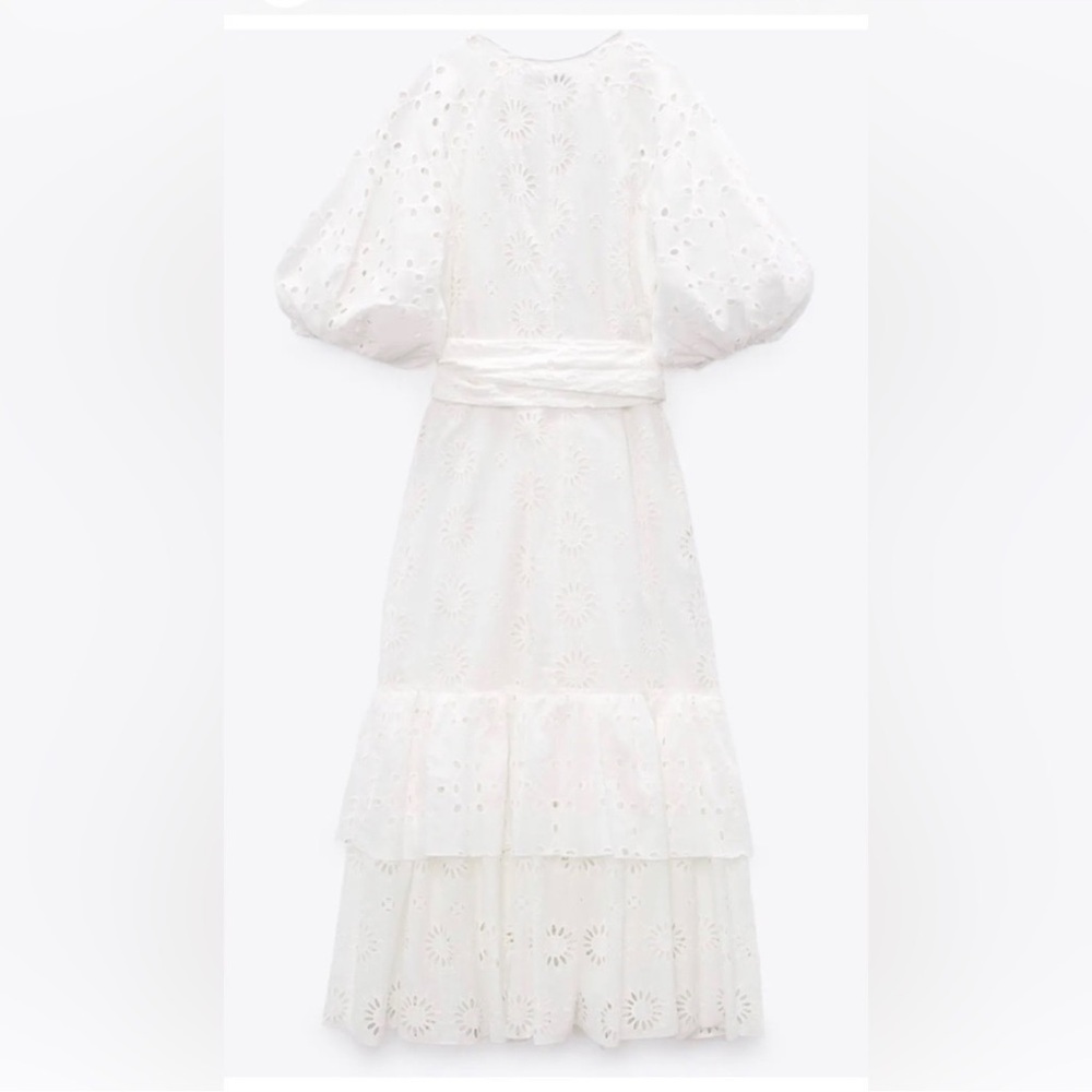 ZARA $169 BELTED EMBROIDERED MIDI DRESS NWT 2796/979 - Picture 7 of 10